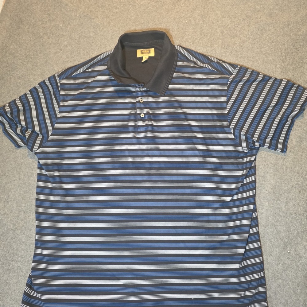 The Foundry Supply Co Quick-Dri Polo Shirt Mens 3XL Blue Striped Golf Tall 331